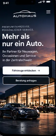 Automotive demo project showing the homepage of a fictional car dealership.
