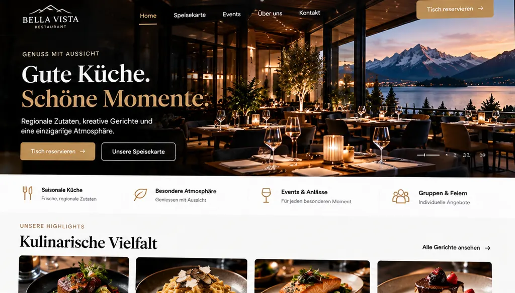 Gastronomy demo project showing the homepage of a fictional restaurant.